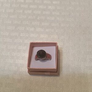 GANZ Elegant Silver Ring with Dark Red Accent